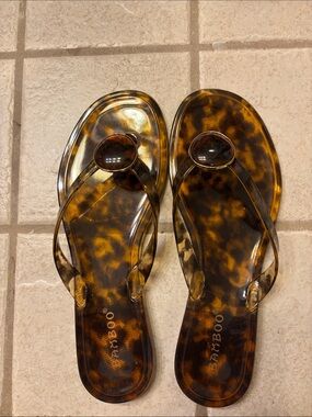 BAMBOO Tortoiseshell Jelly Flip Flop Sandals - Brown